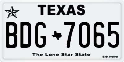 TX license plate BDG7065