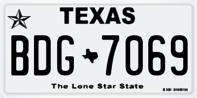 TX license plate BDG7069