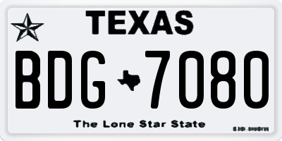 TX license plate BDG7080