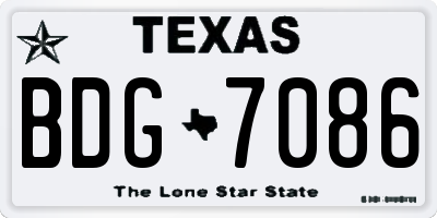 TX license plate BDG7086
