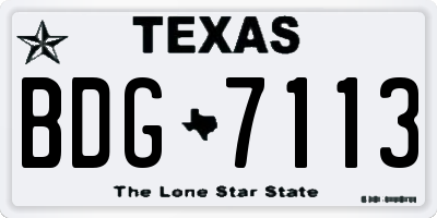 TX license plate BDG7113