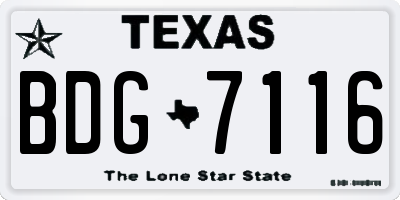 TX license plate BDG7116