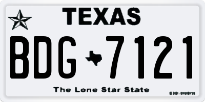 TX license plate BDG7121