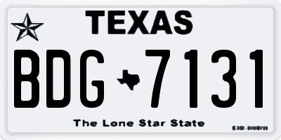 TX license plate BDG7131