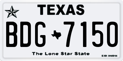 TX license plate BDG7150