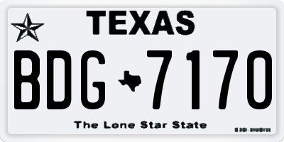 TX license plate BDG7170