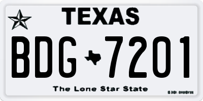 TX license plate BDG7201
