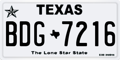TX license plate BDG7216