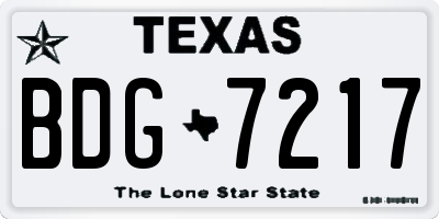 TX license plate BDG7217