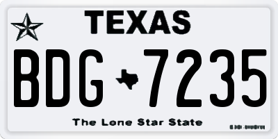 TX license plate BDG7235