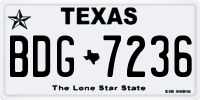 TX license plate BDG7236