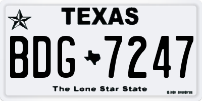 TX license plate BDG7247