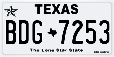 TX license plate BDG7253