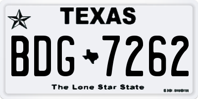 TX license plate BDG7262