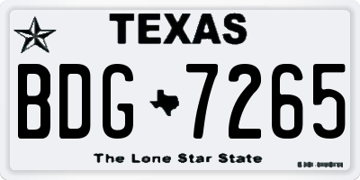 TX license plate BDG7265
