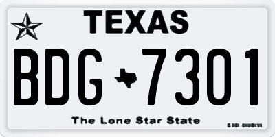 TX license plate BDG7301