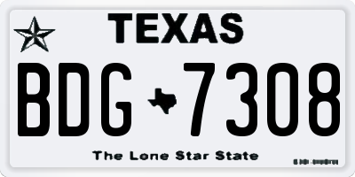 TX license plate BDG7308