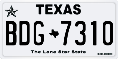 TX license plate BDG7310