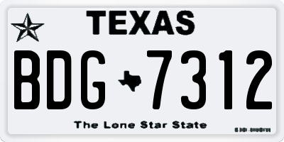 TX license plate BDG7312