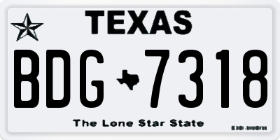 TX license plate BDG7318