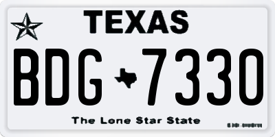 TX license plate BDG7330