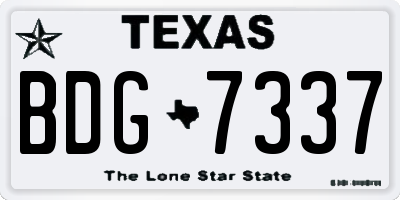TX license plate BDG7337