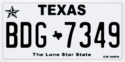 TX license plate BDG7349