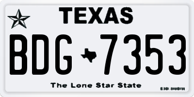 TX license plate BDG7353
