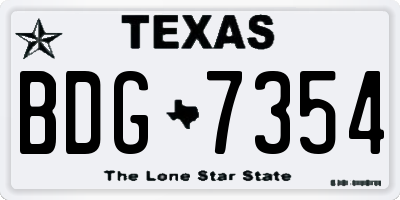 TX license plate BDG7354
