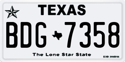 TX license plate BDG7358