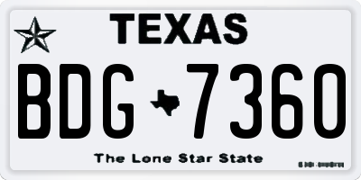 TX license plate BDG7360