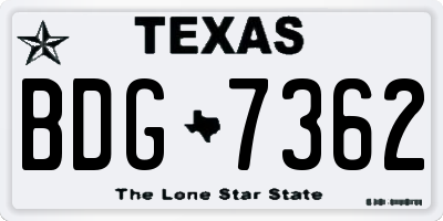 TX license plate BDG7362