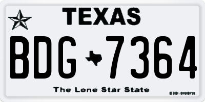 TX license plate BDG7364