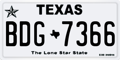 TX license plate BDG7366