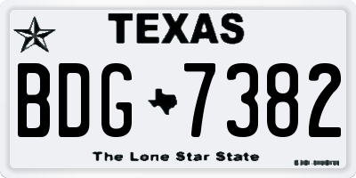 TX license plate BDG7382