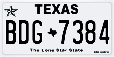 TX license plate BDG7384