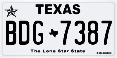 TX license plate BDG7387