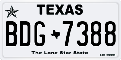 TX license plate BDG7388