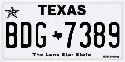 TX license plate BDG7389