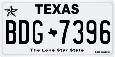 TX license plate BDG7396