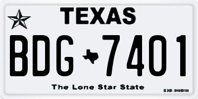 TX license plate BDG7401