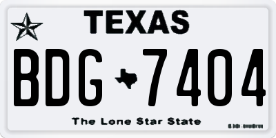 TX license plate BDG7404