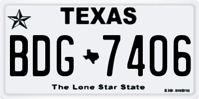 TX license plate BDG7406
