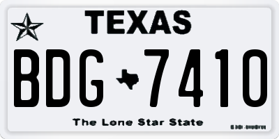 TX license plate BDG7410