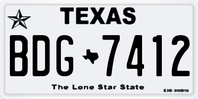 TX license plate BDG7412