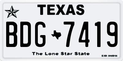 TX license plate BDG7419