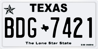 TX license plate BDG7421