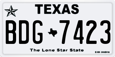 TX license plate BDG7423