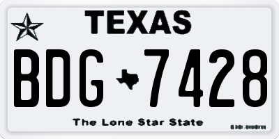 TX license plate BDG7428