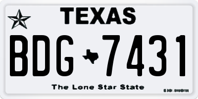 TX license plate BDG7431